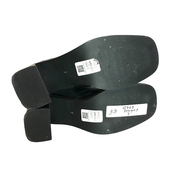 ASOS DESIGN Ranger heel Black Mid Calf Mid Heel Boots Womens 7 Pull On Elastic - Picture 11 of 12